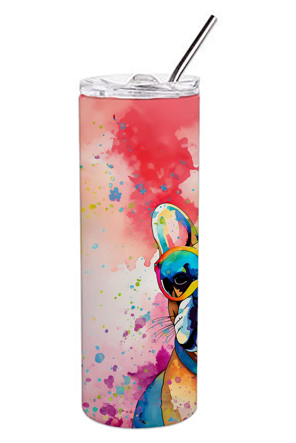 French Bulldog Hippie Dawg Stainless Steel Skinny Tumbler