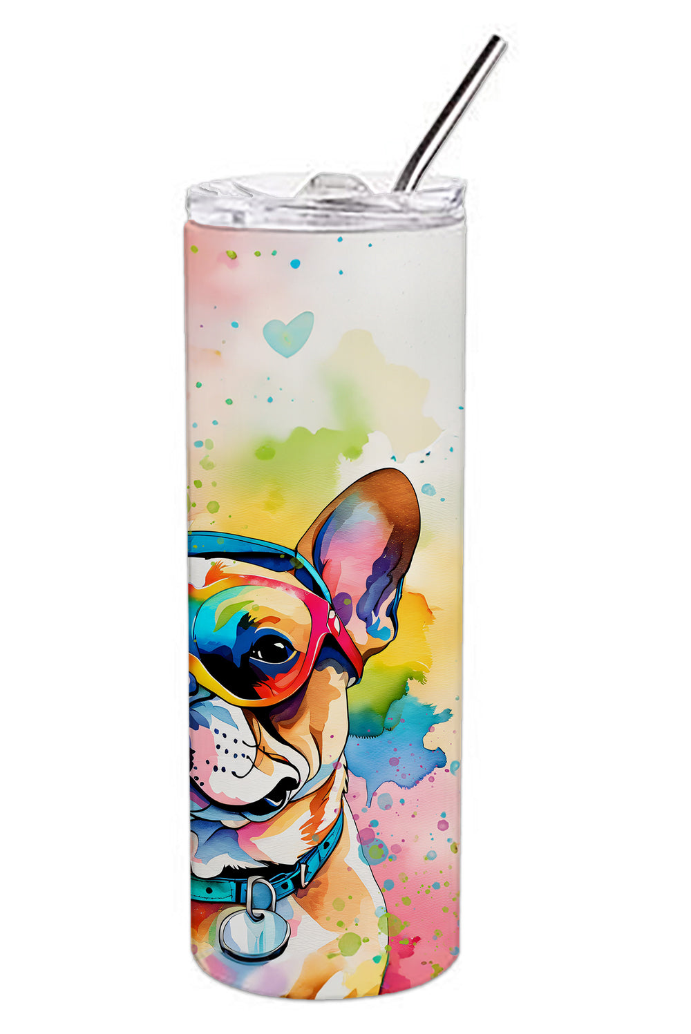 French Bulldog Hippie Dawg Stainless Steel Skinny Tumbler