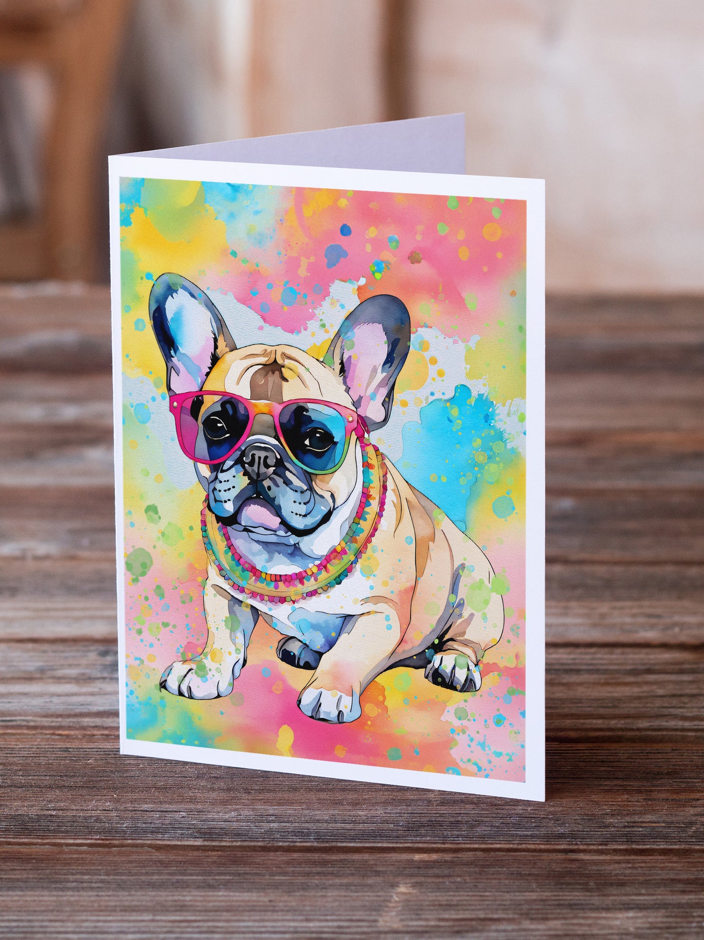 French Bulldog Hippie Dawg Greeting Cards Pack of 8