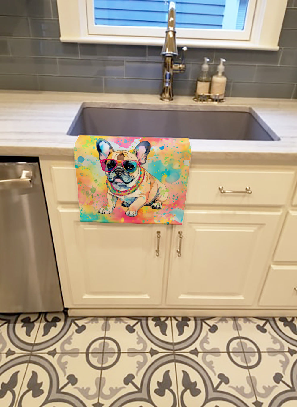 French Bulldog Hippie Dawg Kitchen Towel