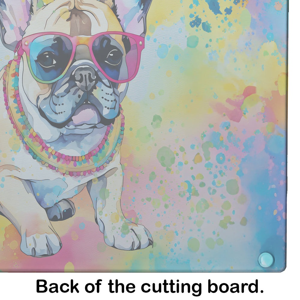 French Bulldog Hippie Dawg Glass Cutting Board