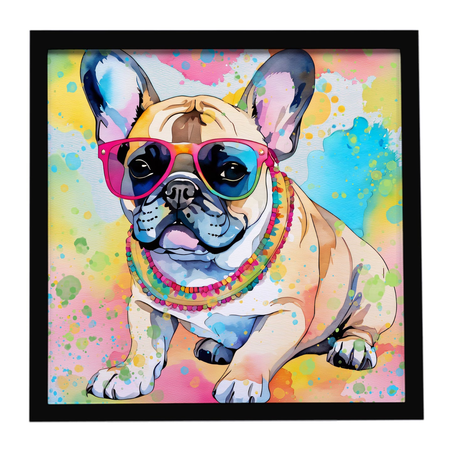 Buy this French Bulldog Hippie Dawg Framed Metal Print
