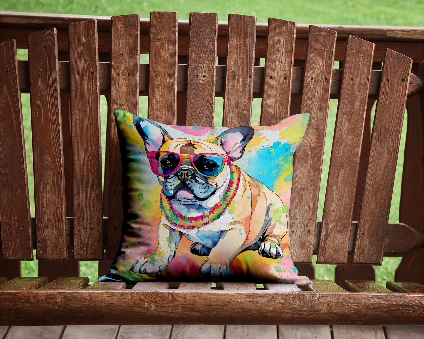 French Bulldog Hippie Dawg Throw Pillow