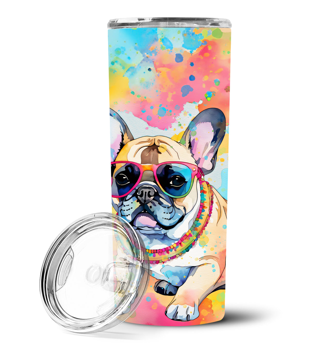 Buy this French Bulldog Hippie Dawg Stainless Steel Skinny Tumbler