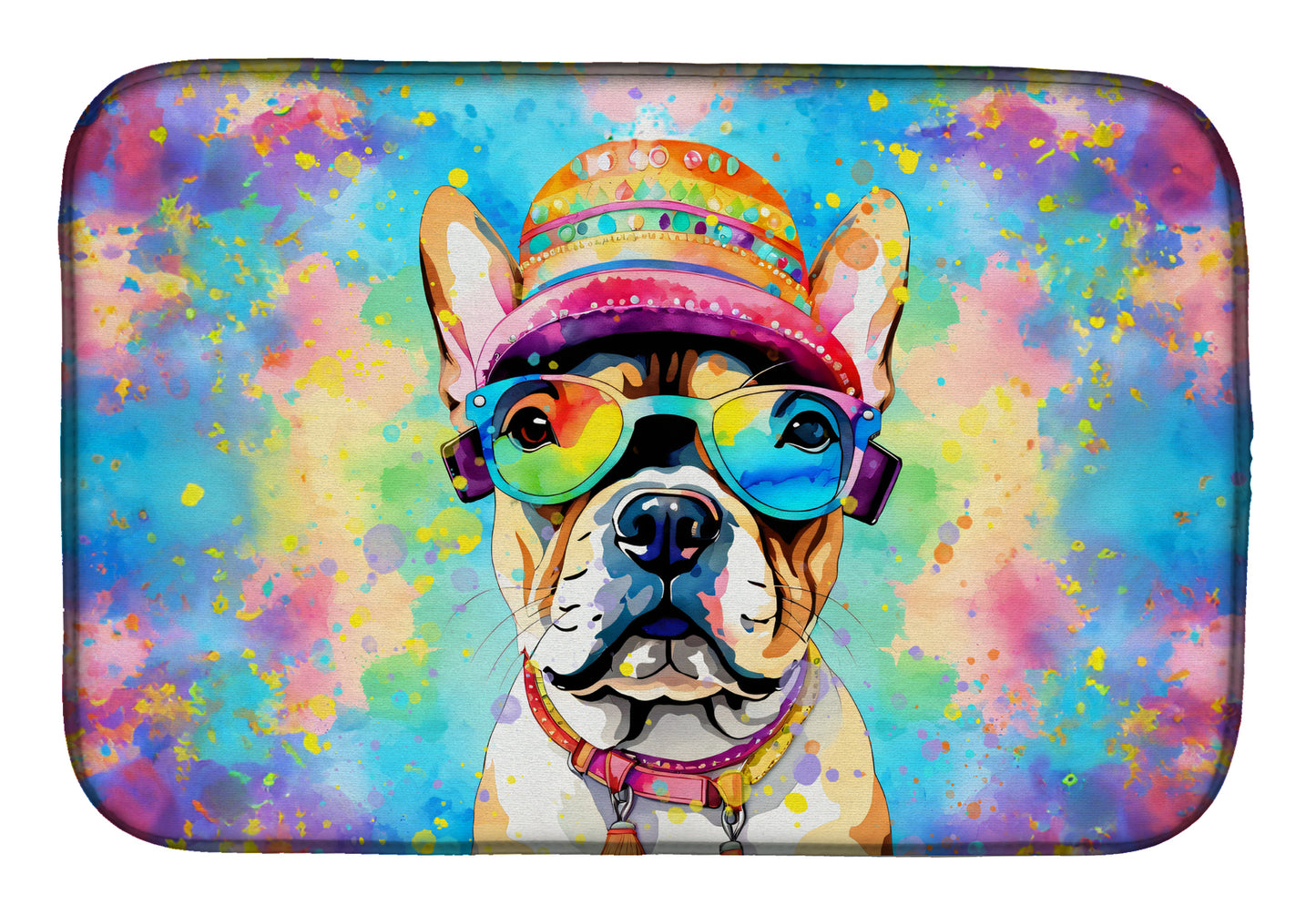 Buy this French Bulldog Hippie Dawg Dish Drying Mat