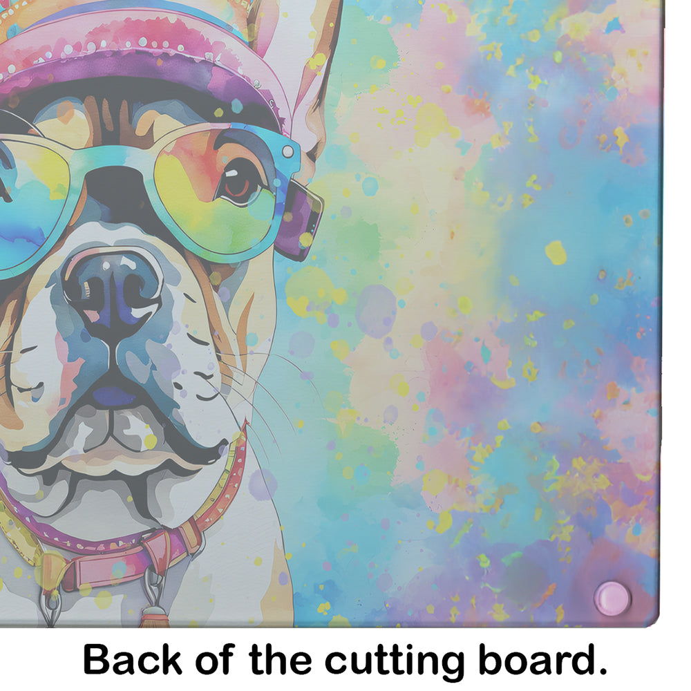 French Bulldog Hippie Dawg Glass Cutting Board