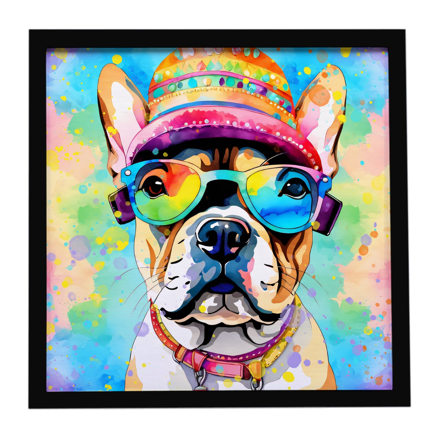 Buy this French Bulldog Hippie Dawg Framed Metal Print