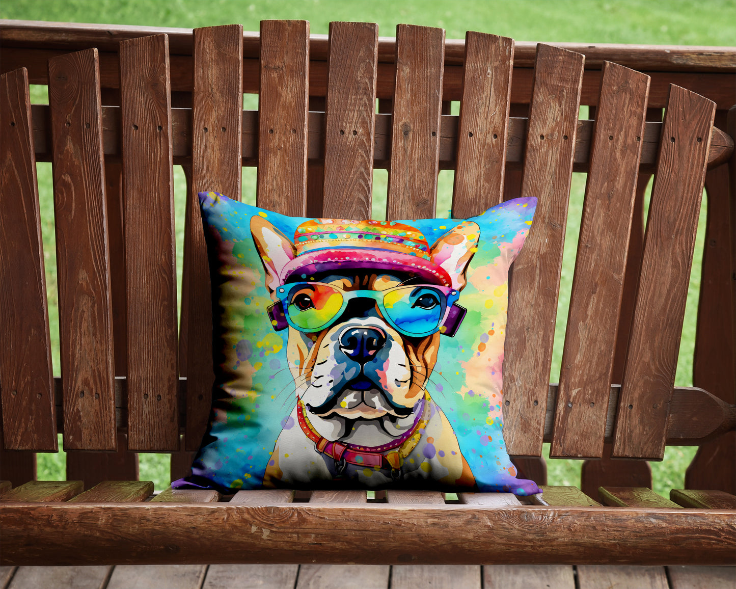 French Bulldog Hippie Dawg Throw Pillow