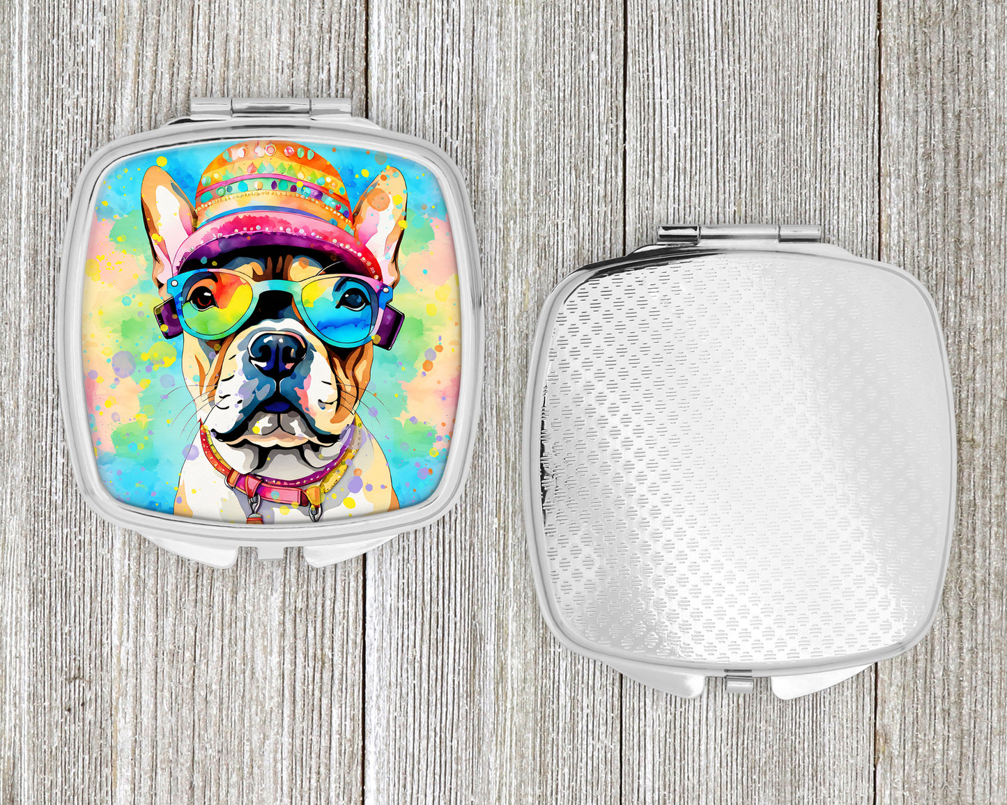 French Bulldog Hippie Dawg Compact Mirror