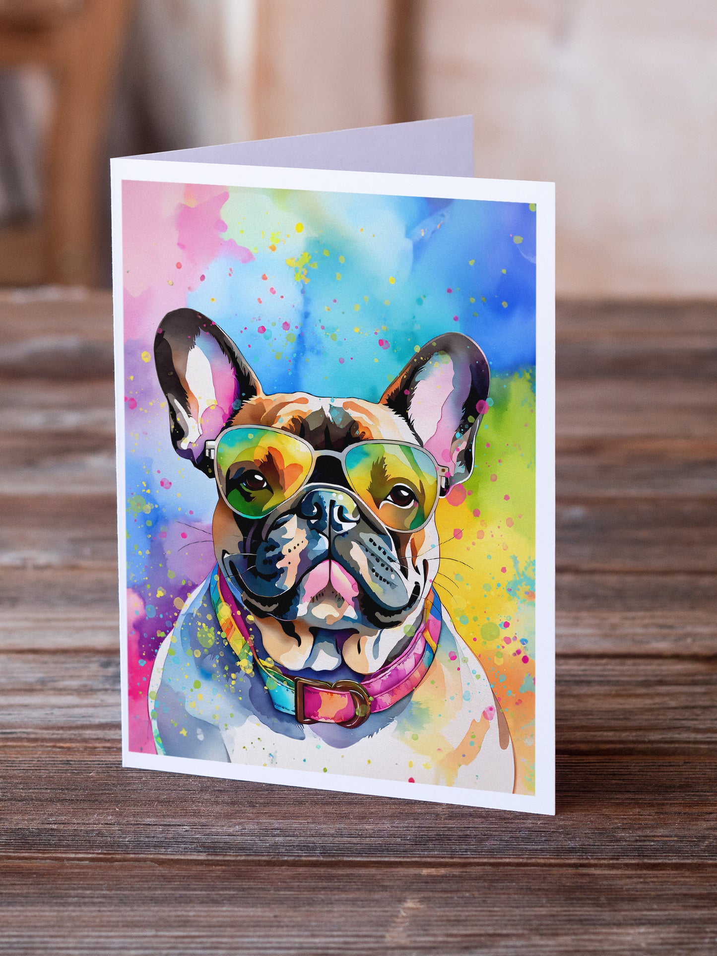 French Bulldog Hippie Dawg Greeting Cards Pack of 8