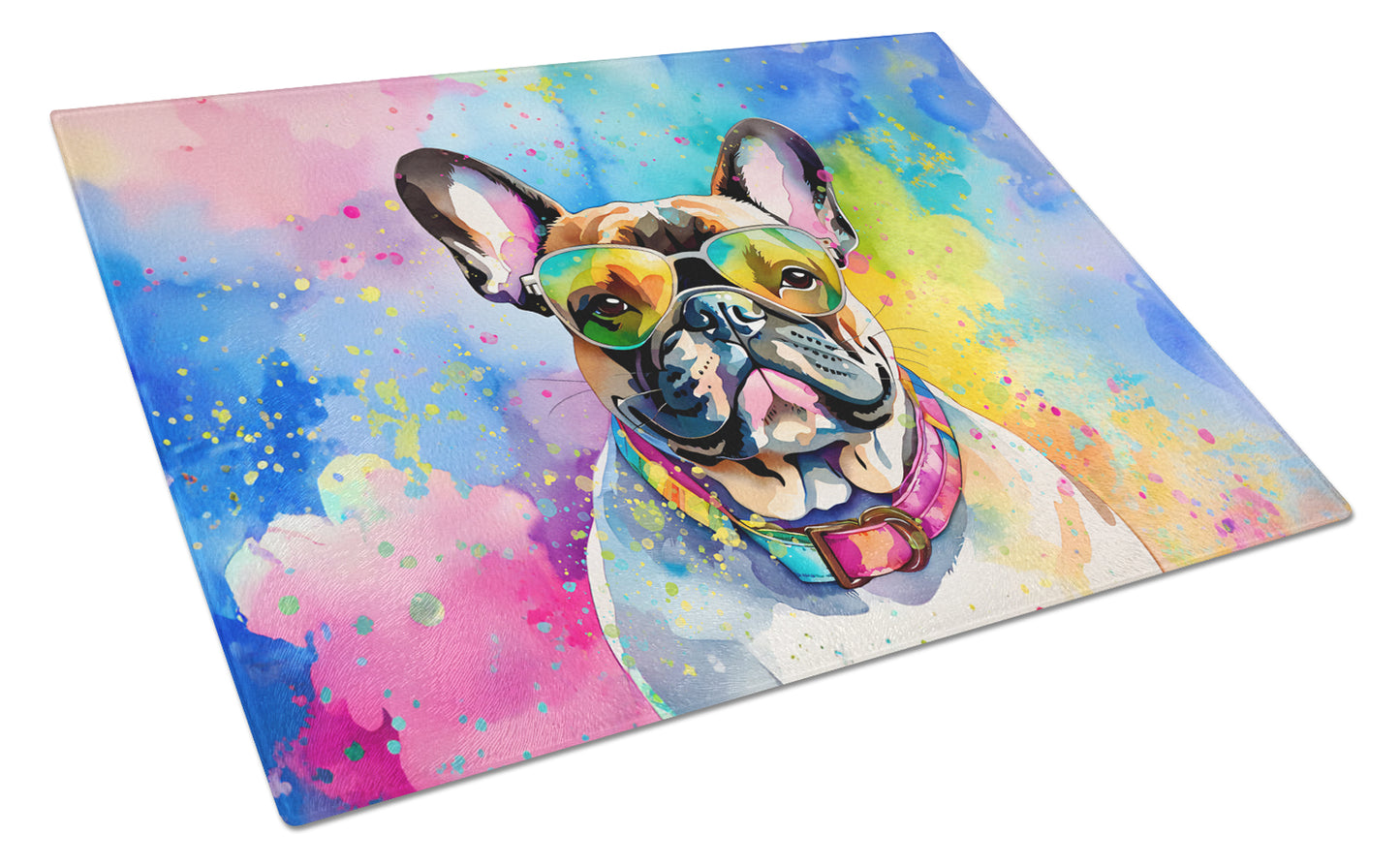 Buy this French Bulldog Hippie Dawg Glass Cutting Board