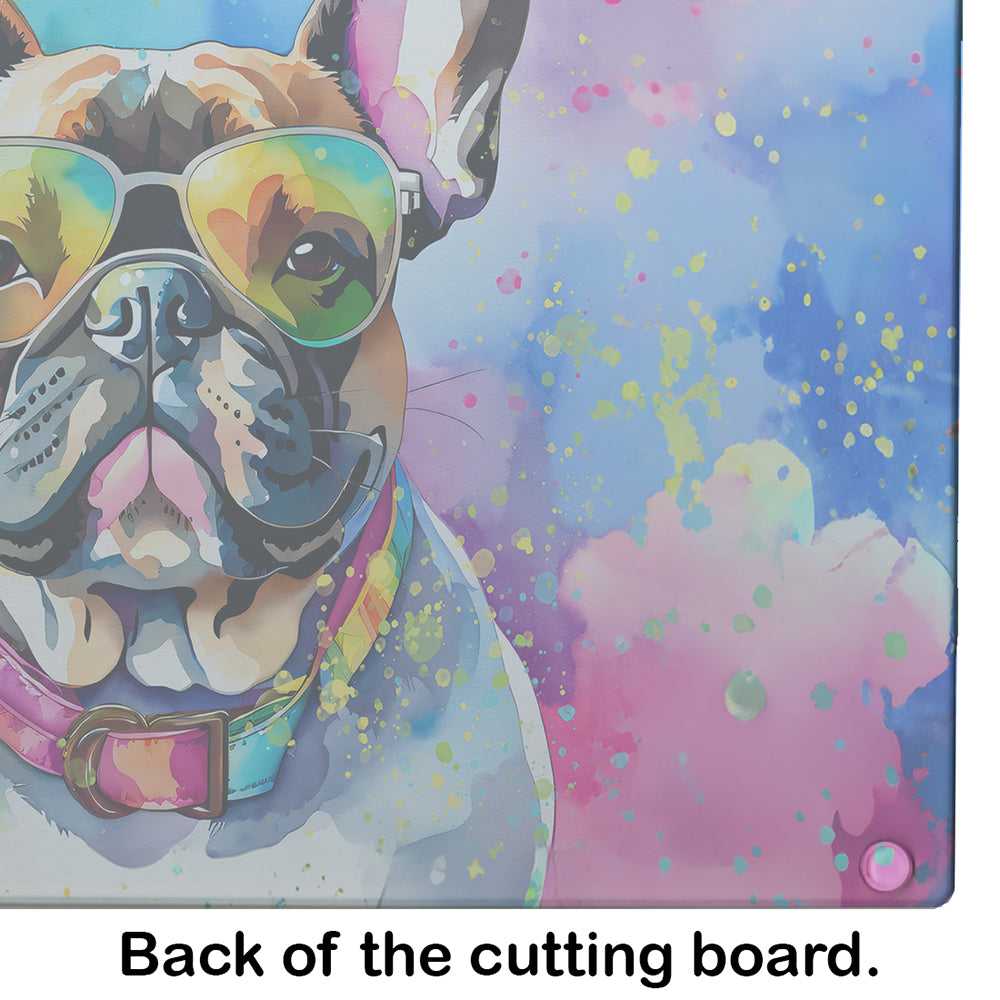 French Bulldog Hippie Dawg Glass Cutting Board