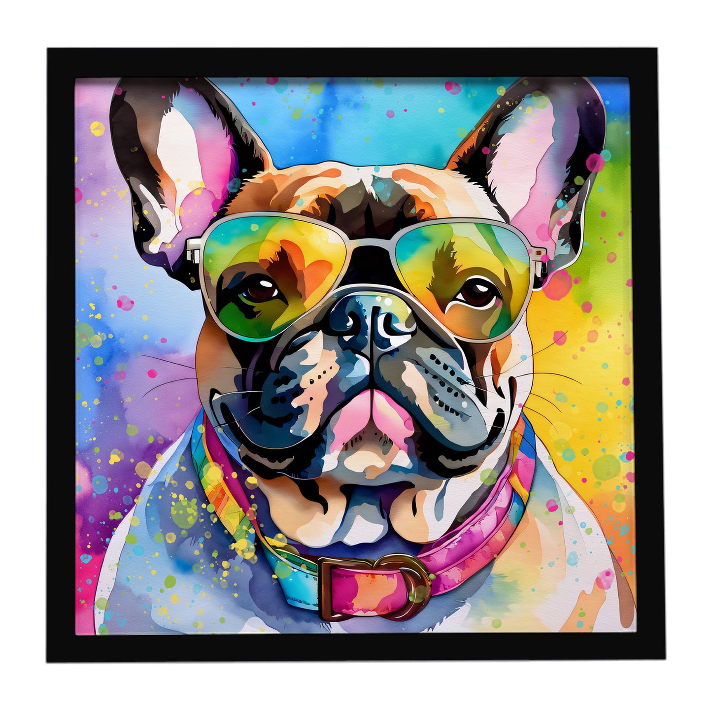 Buy this French Bulldog Hippie Dawg Framed Metal Print