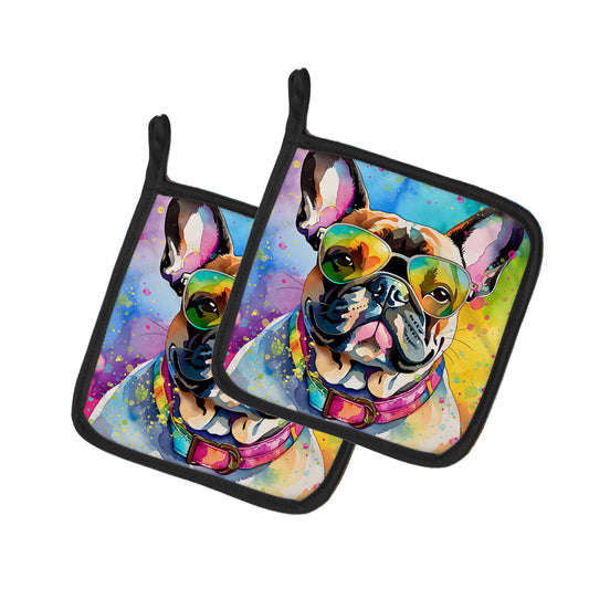 Buy this French Bulldog Hippie Dawg Pair of Pot Holders