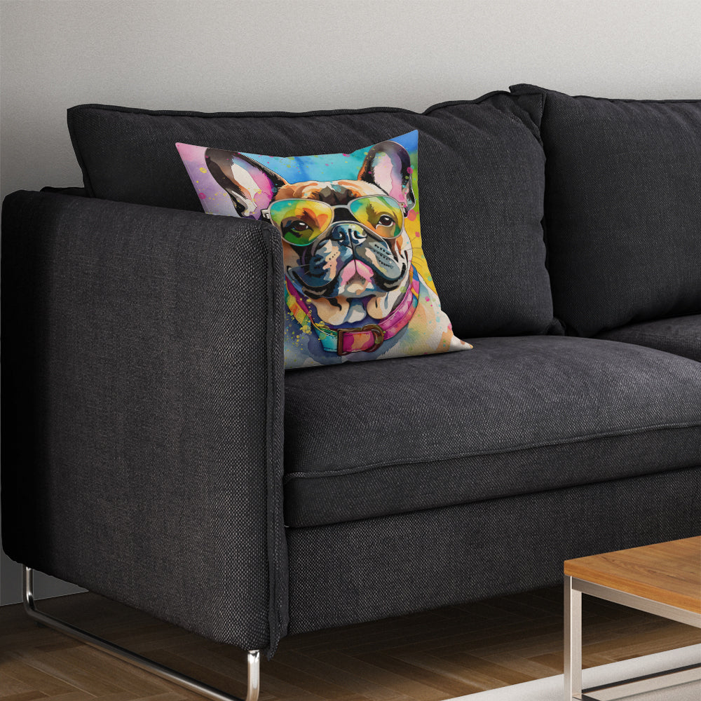 French Bulldog Hippie Dawg Throw Pillow