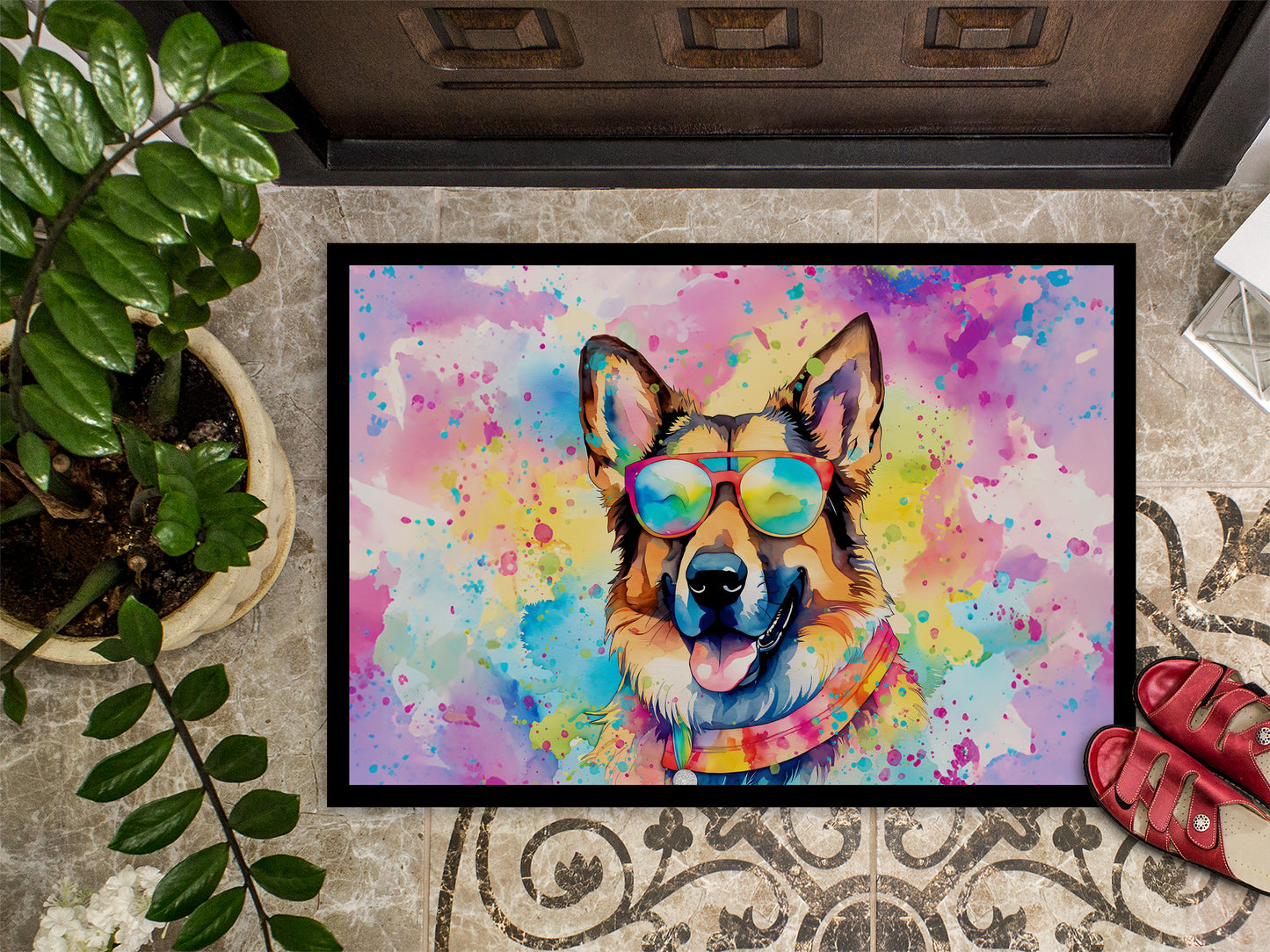 German Shepherd Hippie Dawg Doormat