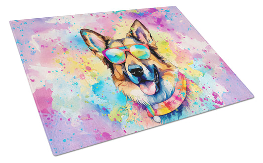 Buy this German Shepherd Hippie Dawg Glass Cutting Board