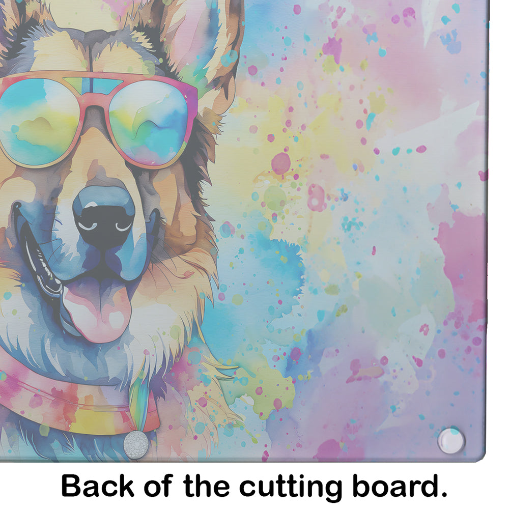 German Shepherd Hippie Dawg Glass Cutting Board