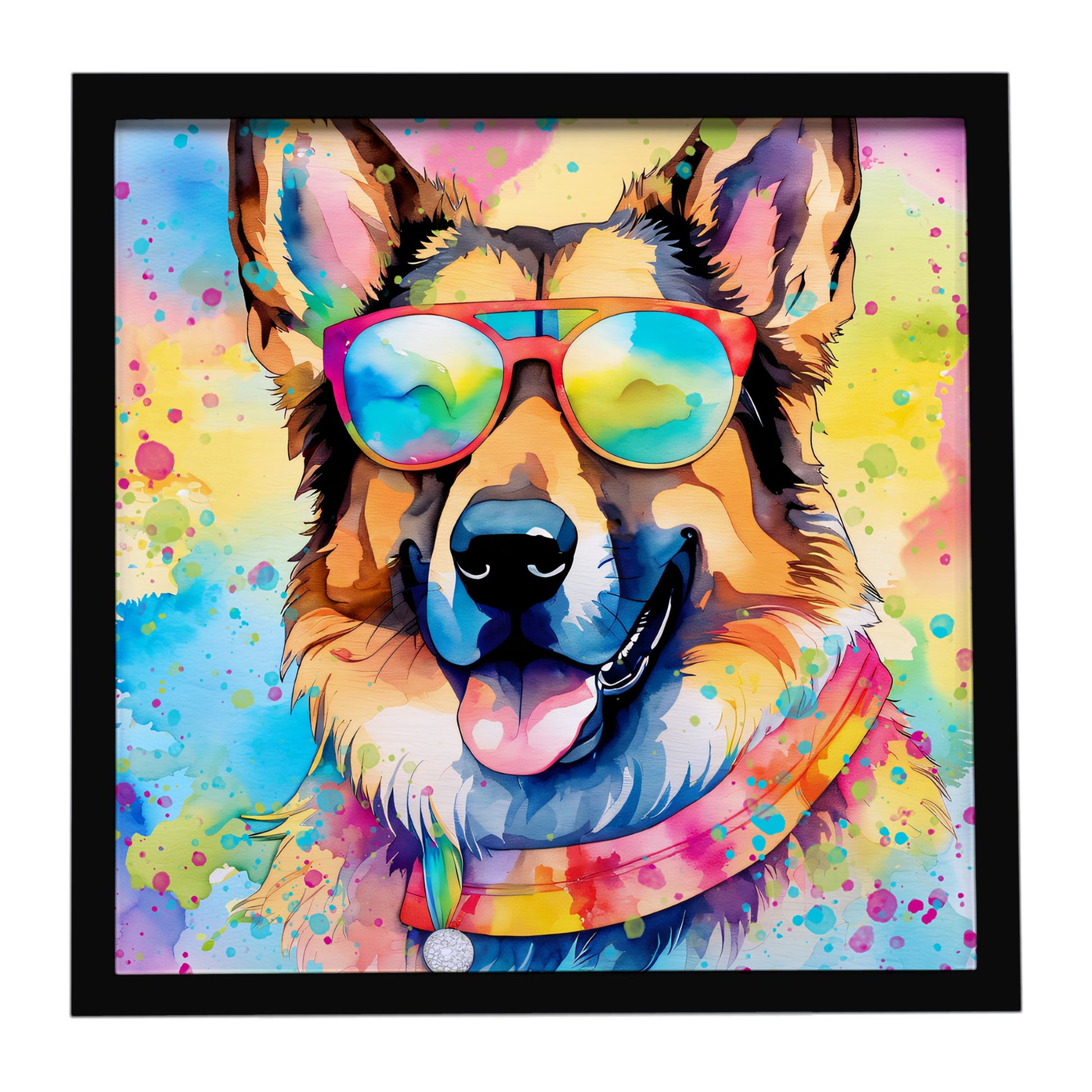 Buy this German Shepherd Hippie Dawg Framed Metal Print