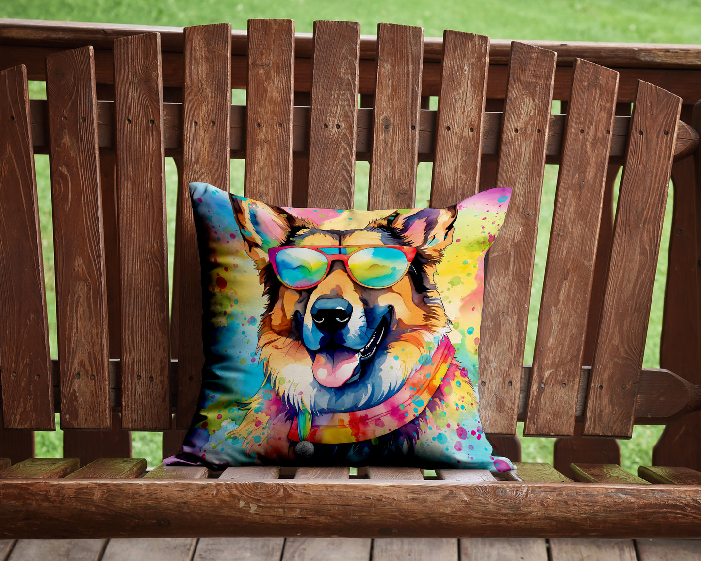 German Shepherd Hippie Dawg Throw Pillow