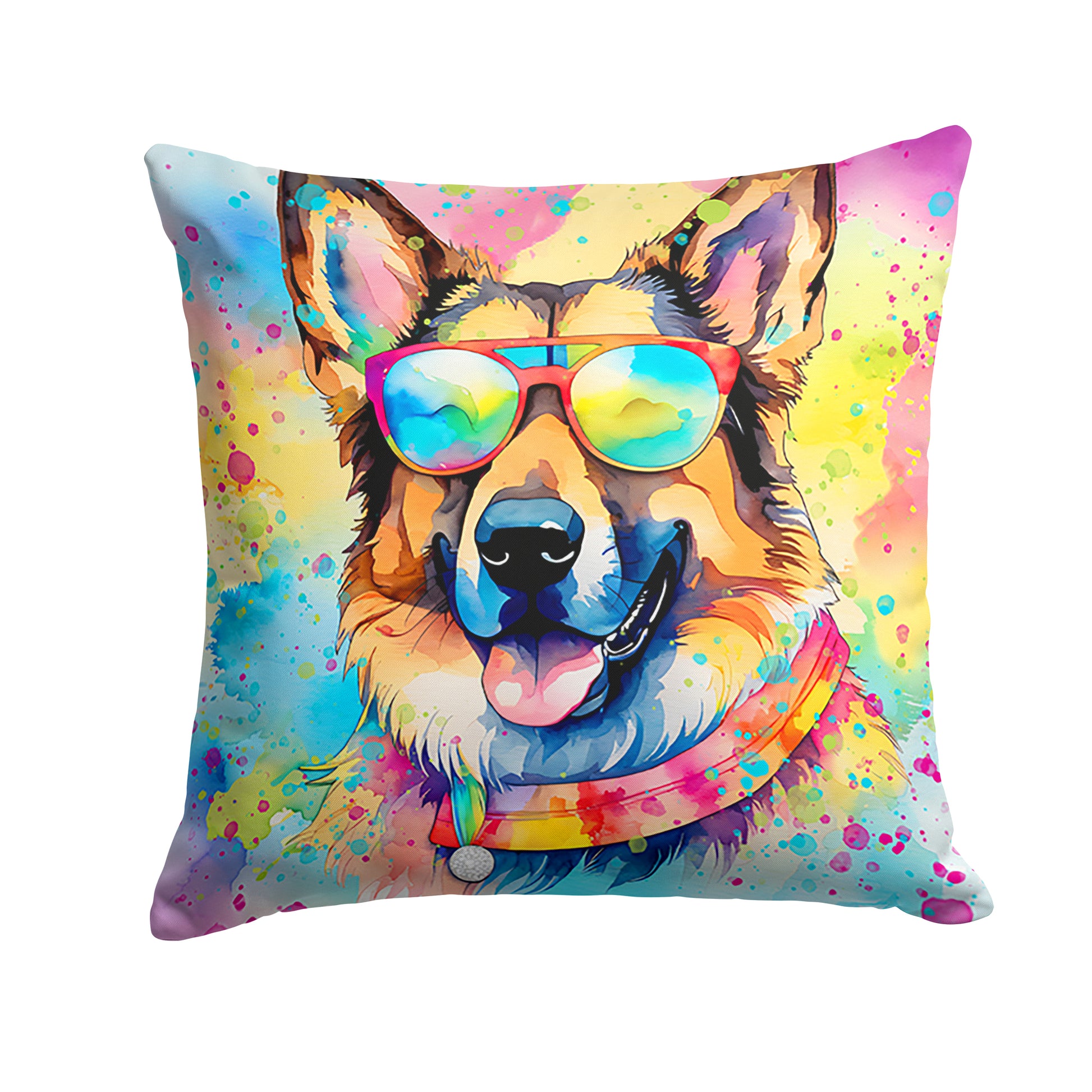 Buy this German Shepherd Hippie Dawg Throw Pillow