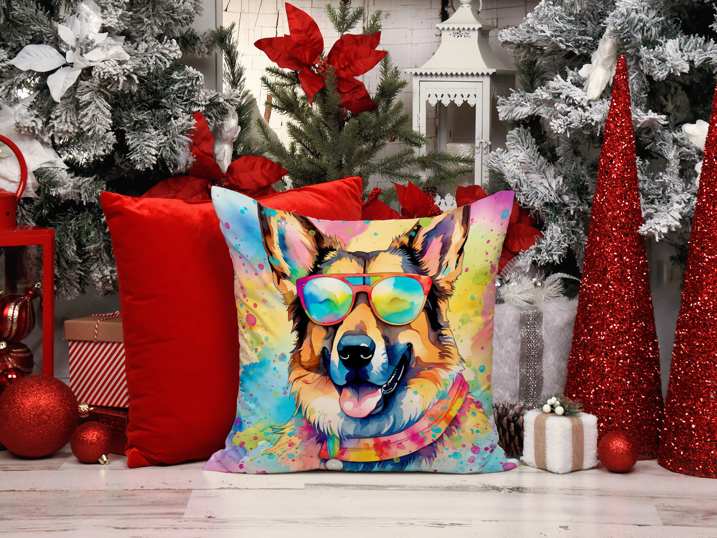 German Shepherd Hippie Dawg Throw Pillow