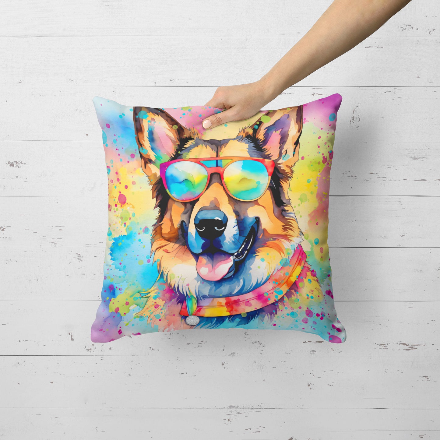 German Shepherd Hippie Dawg Throw Pillow