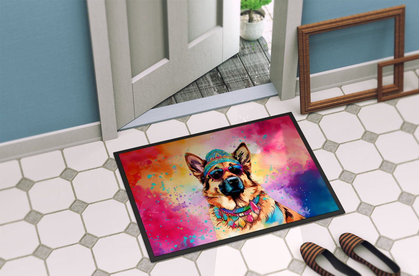 German Shepherd Hippie Dawg Doormat