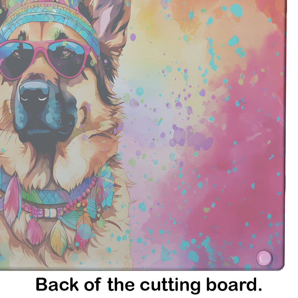 German Shepherd Hippie Dawg Glass Cutting Board