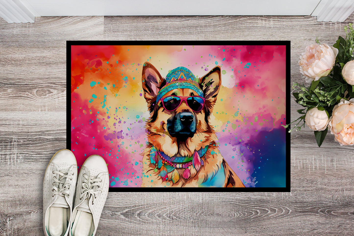 German Shepherd Hippie Dawg Doormat