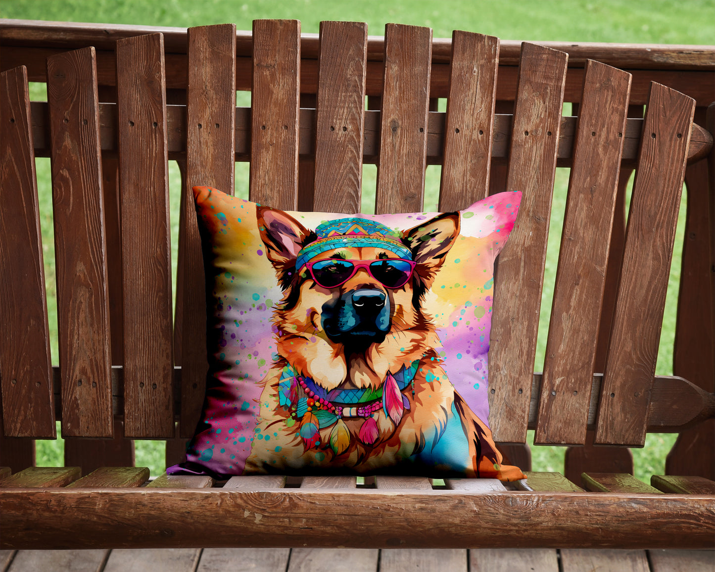 German Shepherd Hippie Dawg Throw Pillow