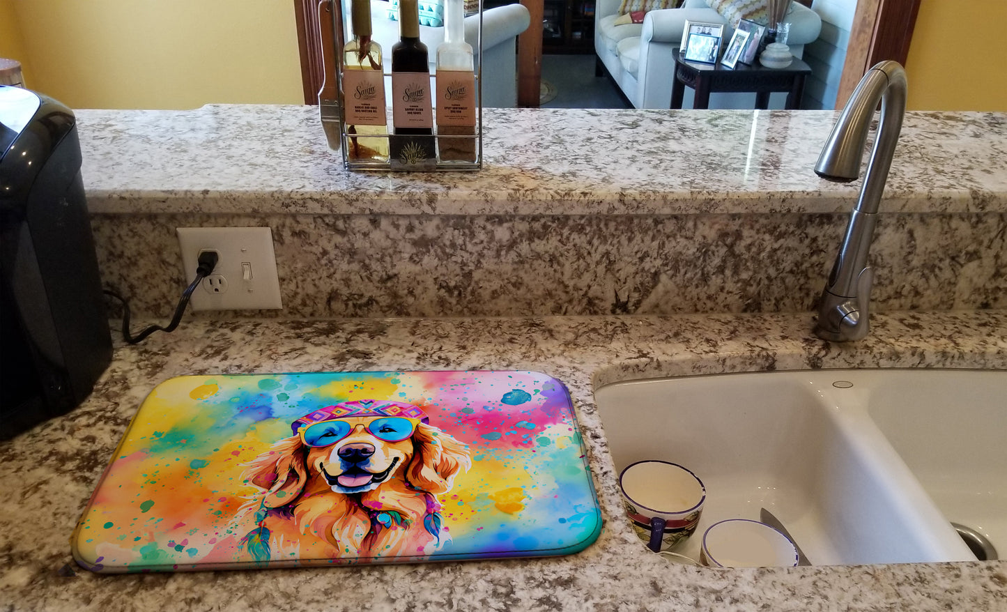 Golden Retriever Hippie Dawg Dish Drying Mat