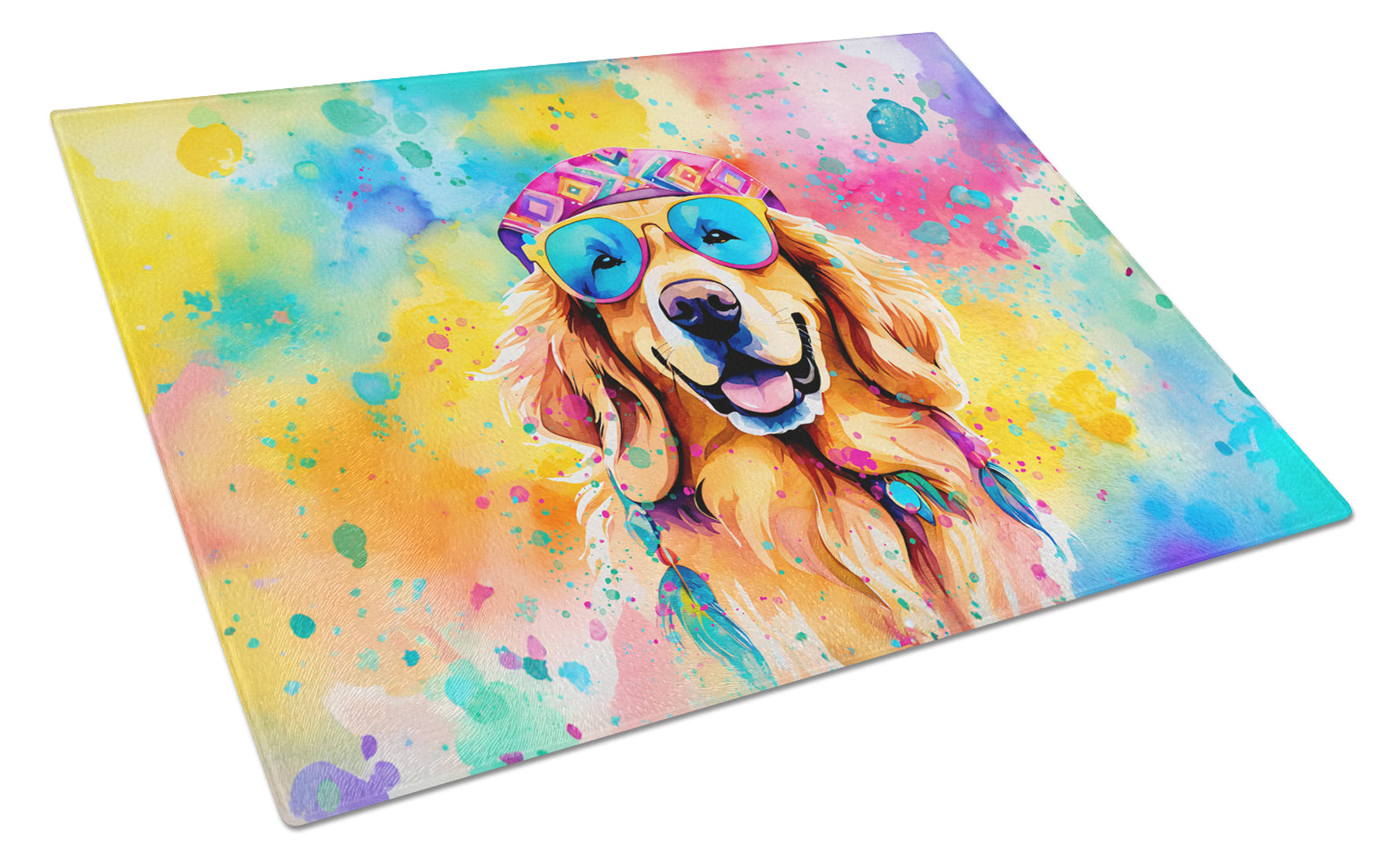 Buy this Golden Retriever Hippie Dawg Glass Cutting Board