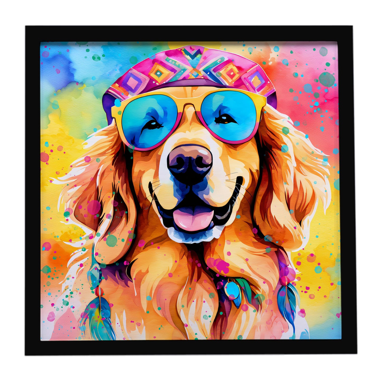 Buy this Golden Retriever Hippie Dawg Framed Metal Print