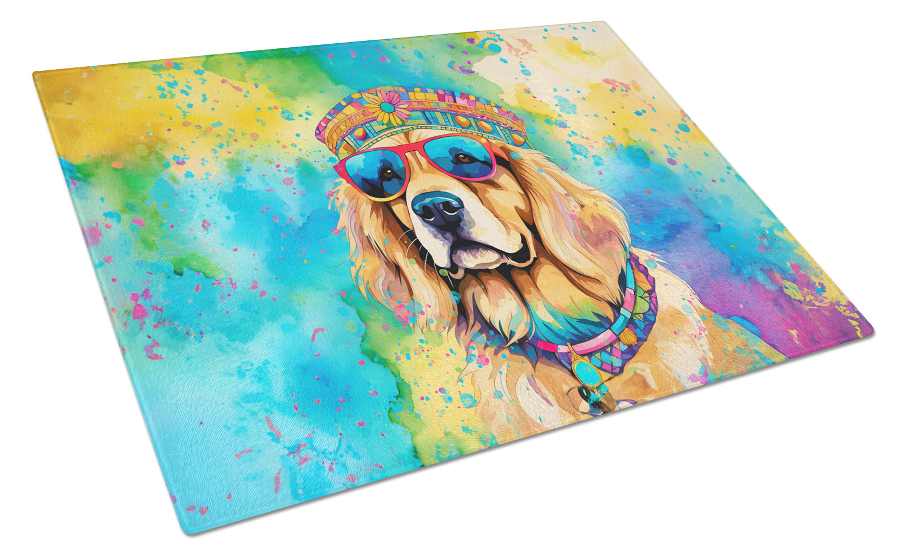 Buy this Golden Retriever Hippie Dawg Glass Cutting Board