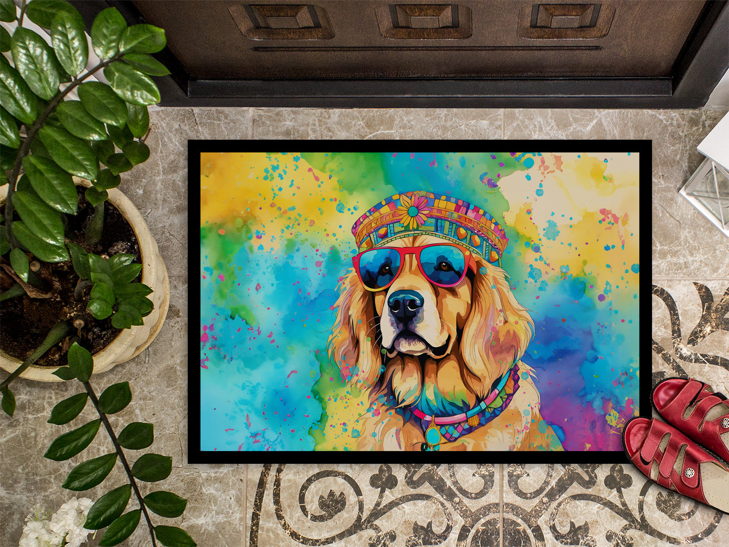 Golden Retriever Hippie Dawg Doormat