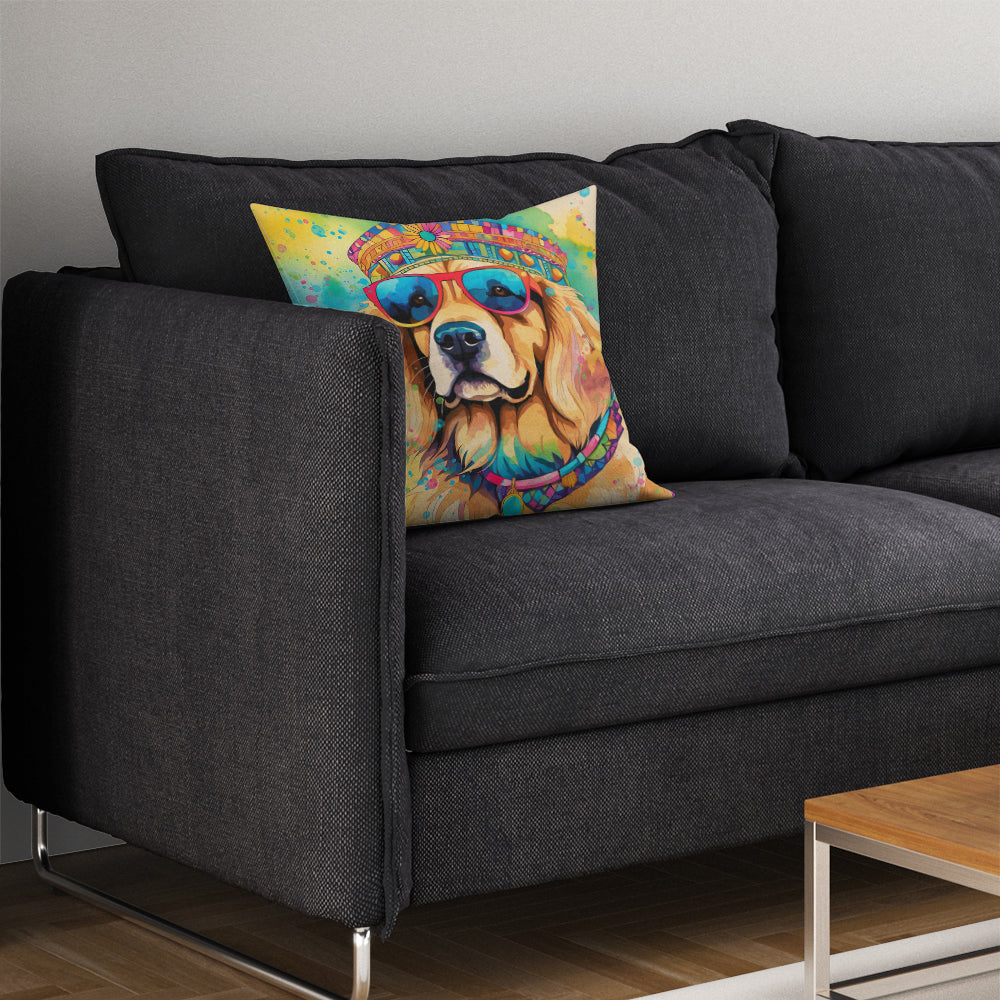 Golden Retriever Hippie Dawg Throw Pillow