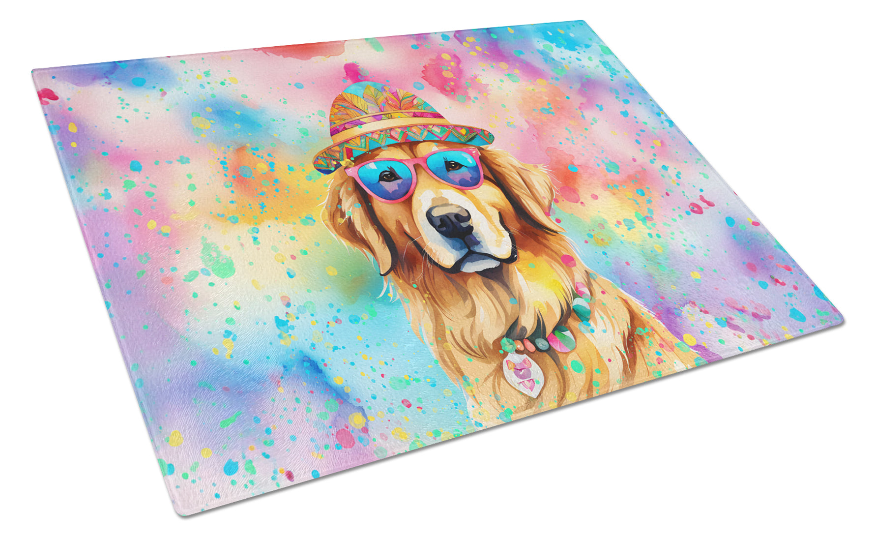 Buy this Golden Retriever Hippie Dawg Glass Cutting Board