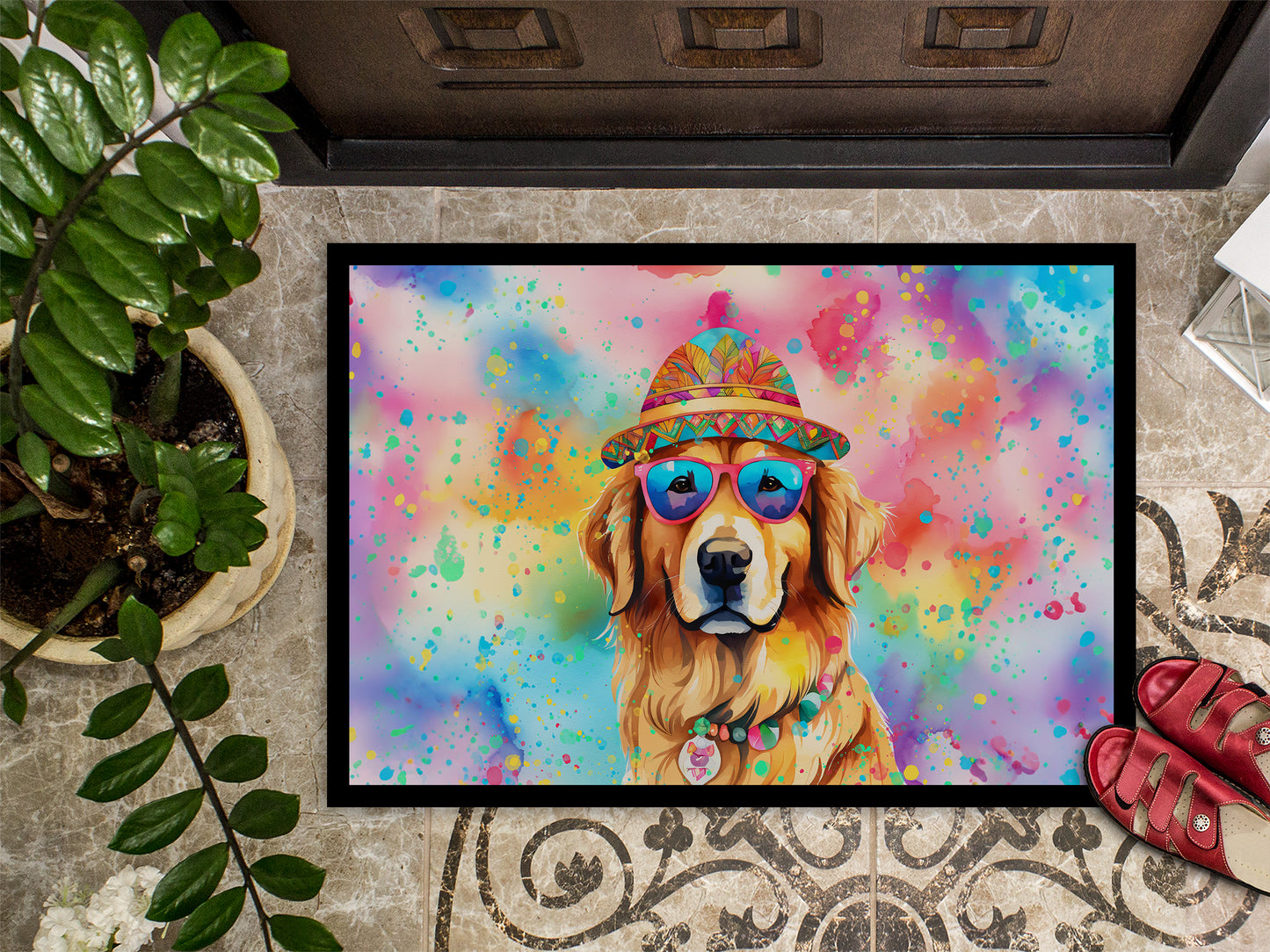 Golden Retriever Hippie Dawg Doormat