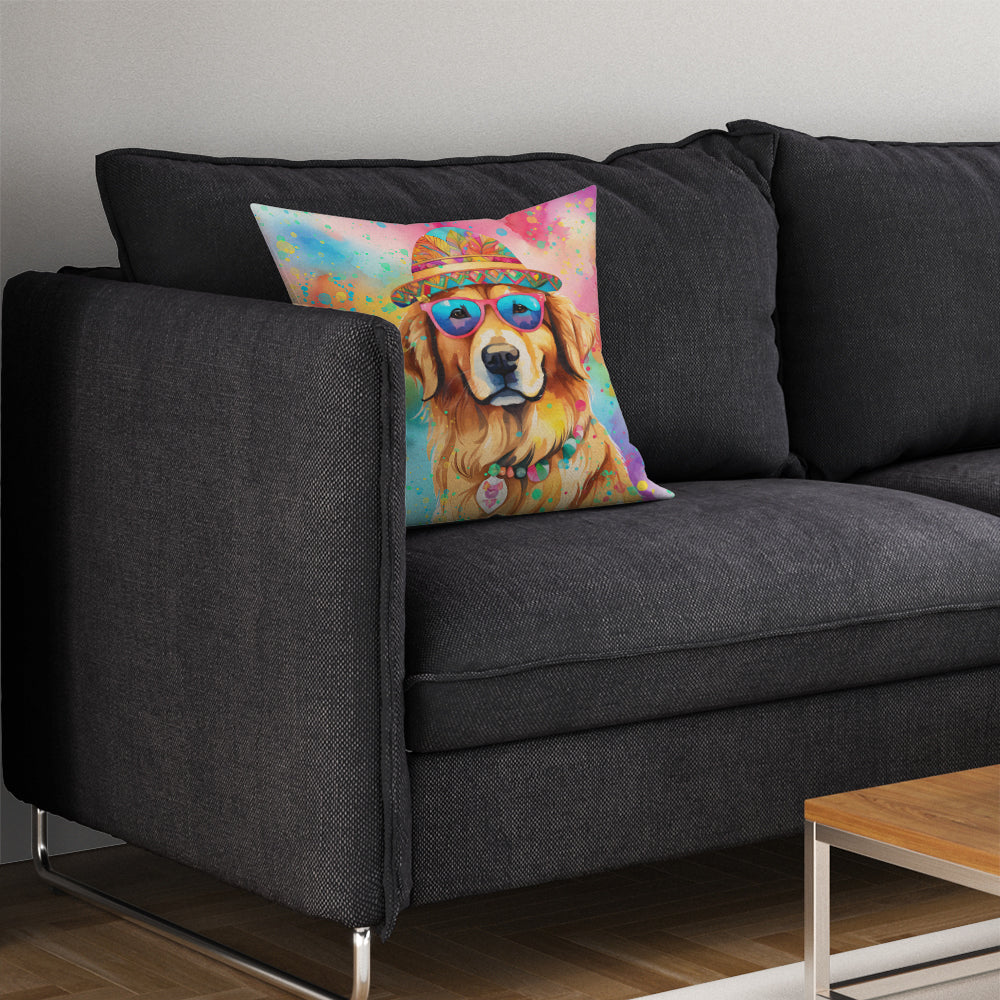 Golden Retriever Hippie Dawg Throw Pillow