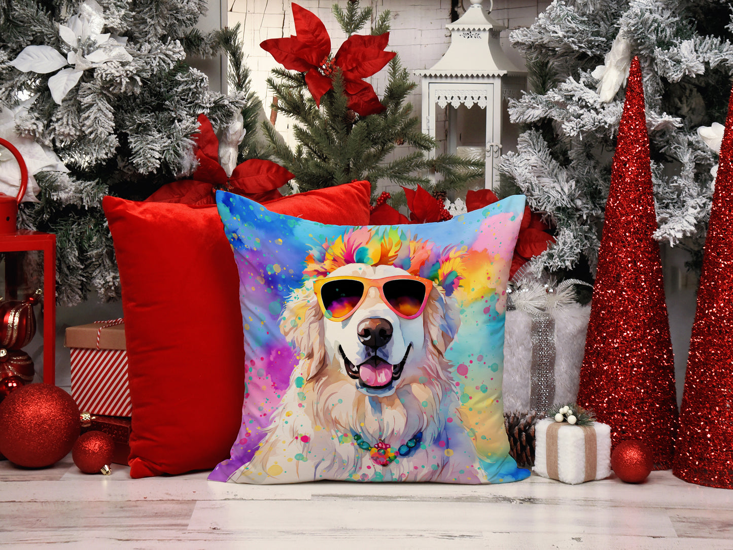 Great Pyrenees Hippie Dawg Throw Pillow