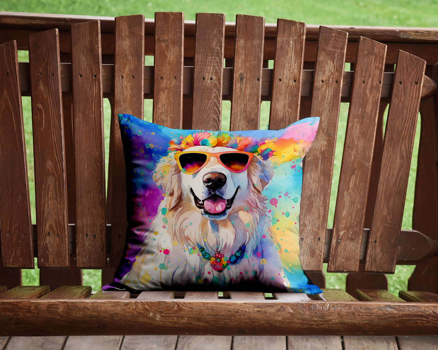 Great Pyrenees Hippie Dawg Throw Pillow