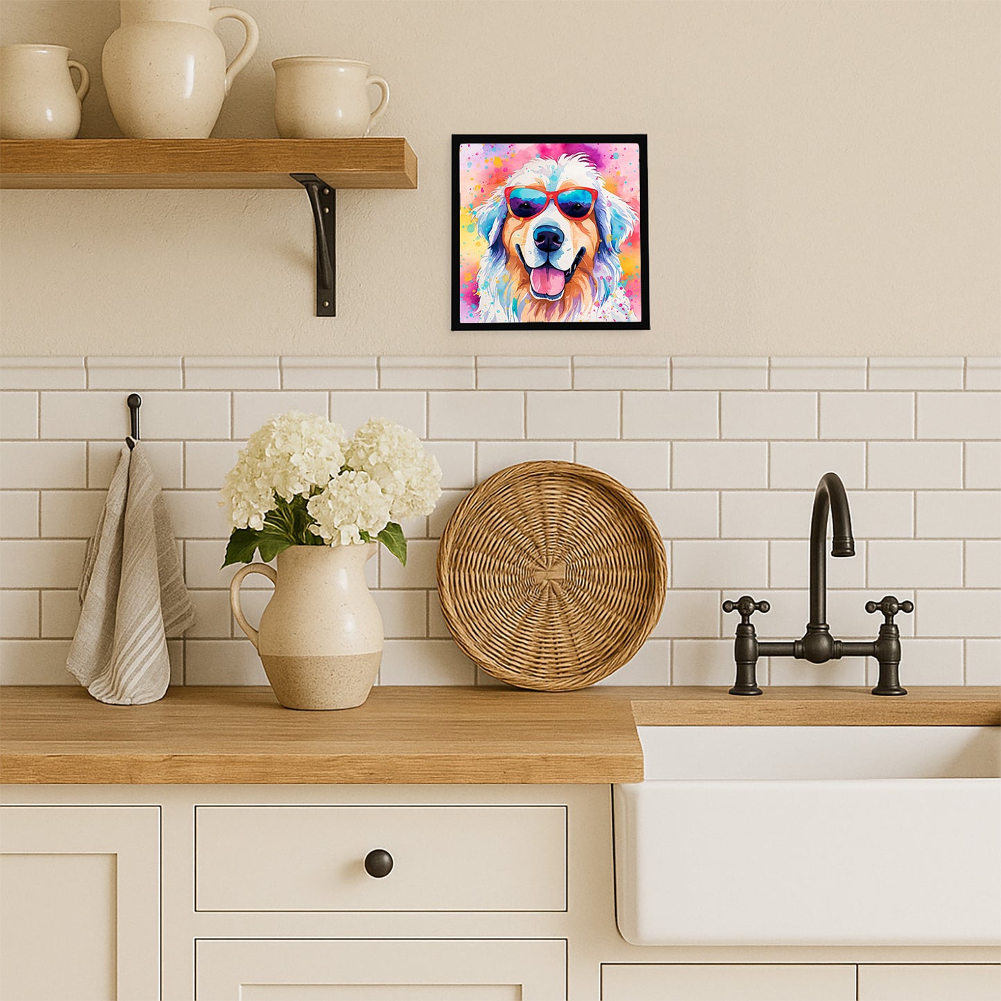 Great Pyrenees Hippie Dawg Framed Metal Print