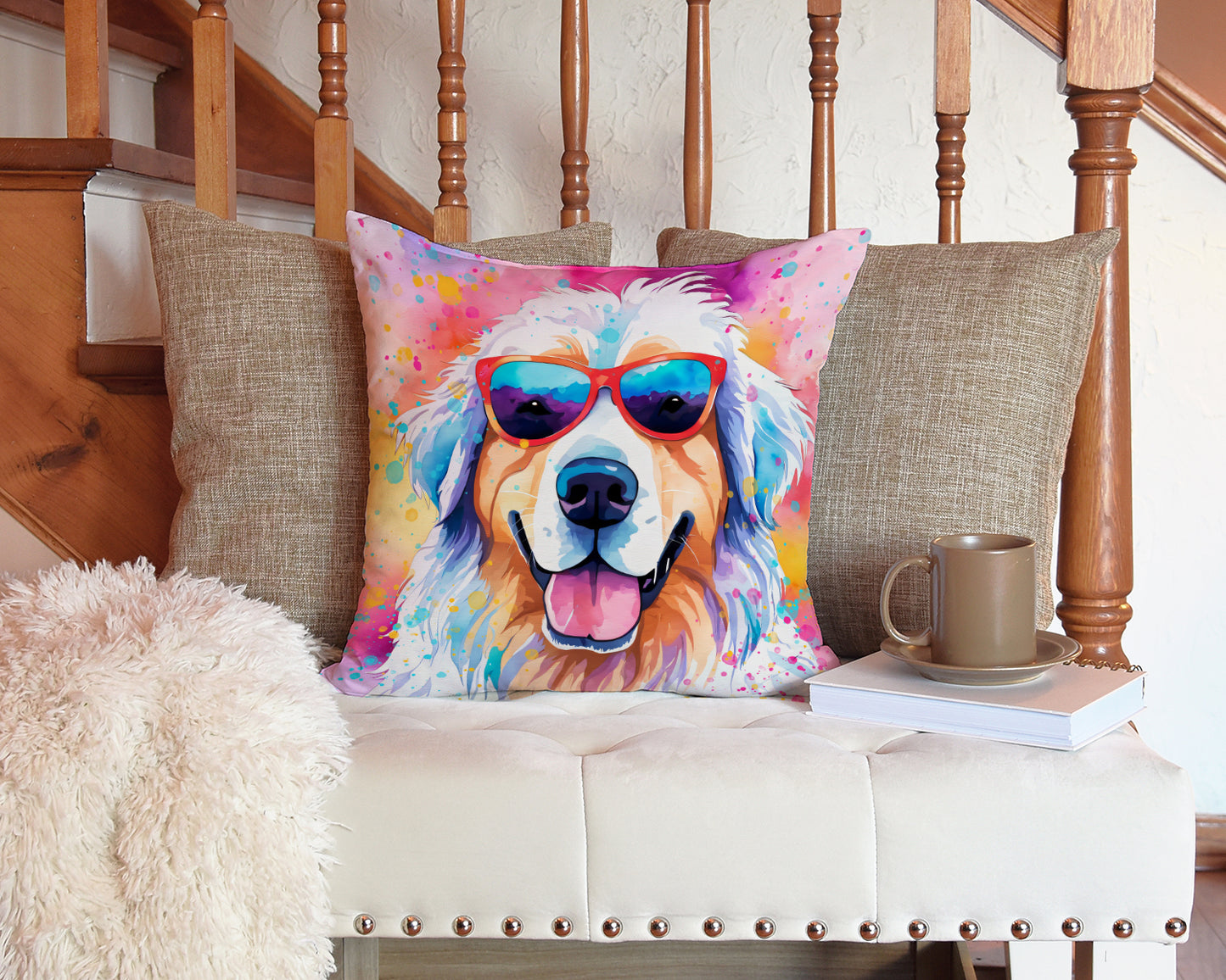 Great Pyrenees Hippie Dawg Throw Pillow