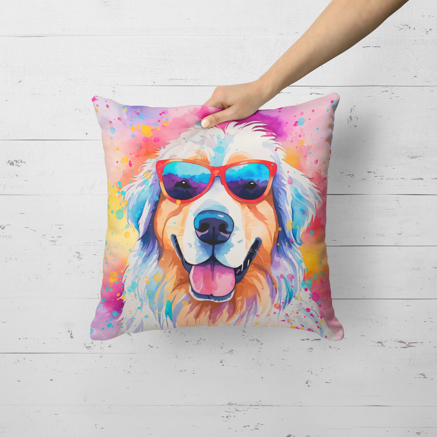 Great Pyrenees Hippie Dawg Throw Pillow