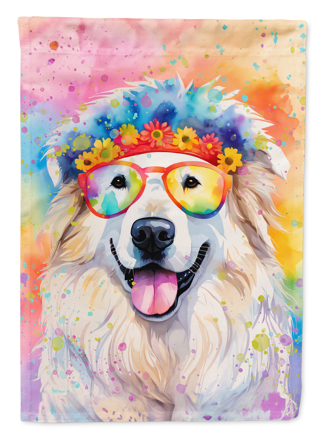 Buy this Great Pyrenees Hippie Dawg House Flag