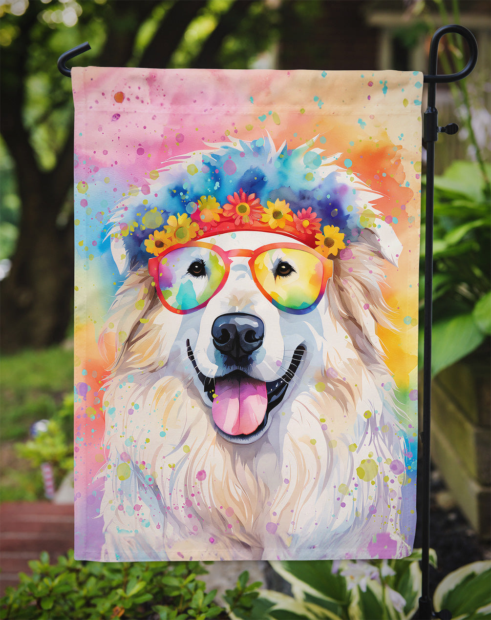 Great Pyrenees Hippie Dawg Garden Flag