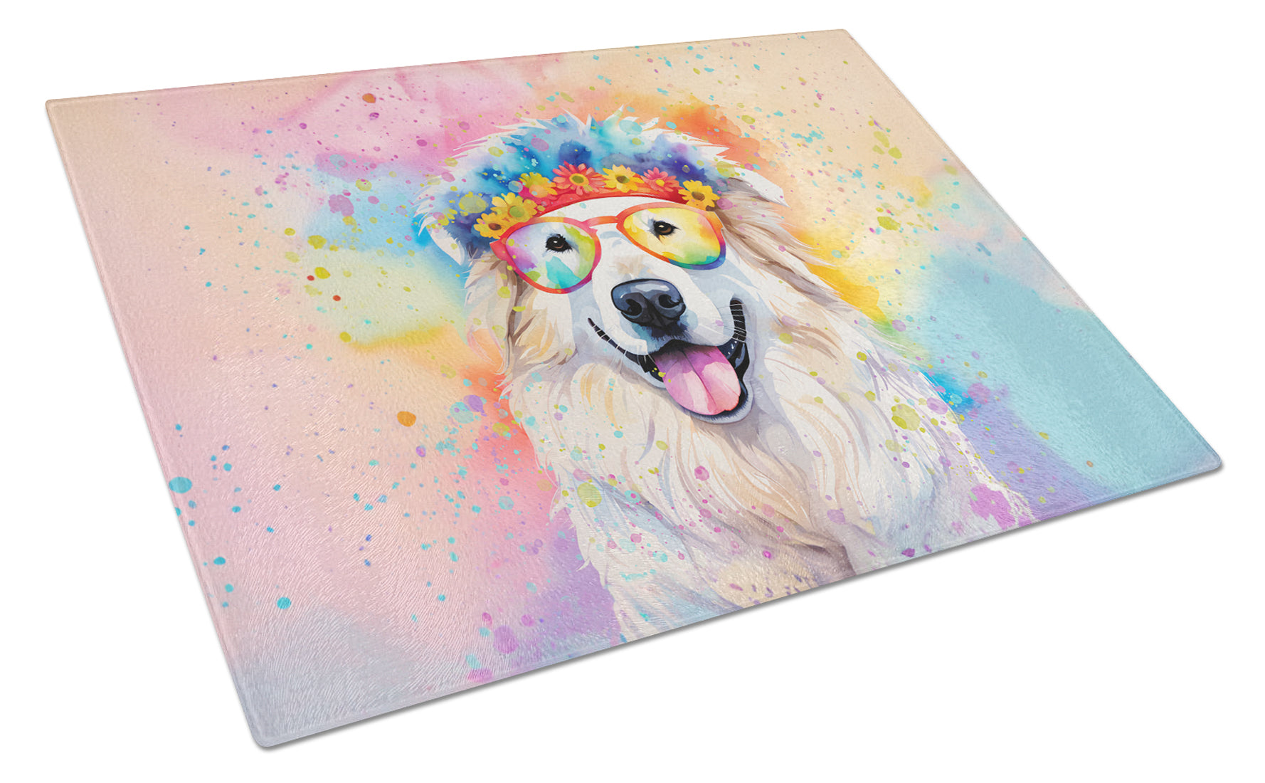 Buy this Great Pyrenees Hippie Dawg Glass Cutting Board