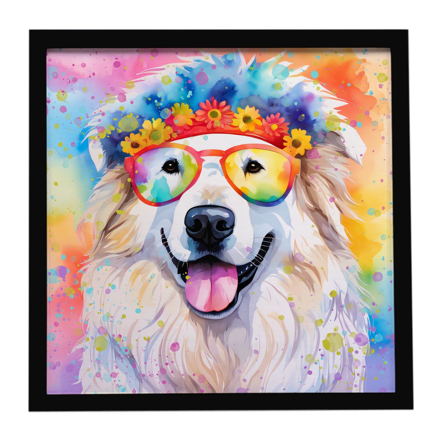 Buy this Great Pyrenees Hippie Dawg Framed Metal Print