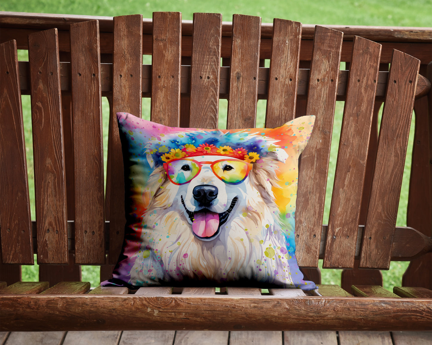 Great Pyrenees Hippie Dawg Throw Pillow